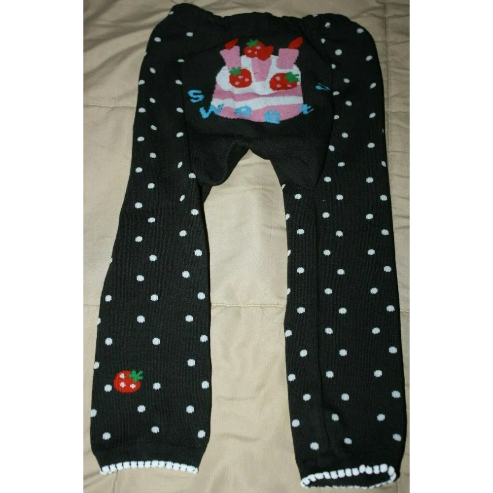 3/$15 INFANT GIRL'S 18 MONTH LEGGINGS BLACK/WHITE POLKA DOT CAKE BABY